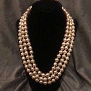 KJL Pearl Deco Clasp Jackie O Necklace